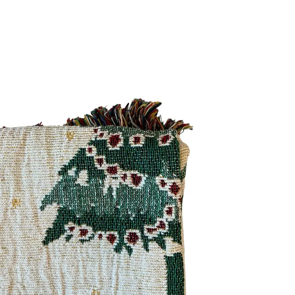 Queenwest Jacquard Throw 50x70 Christmas Tree Holiday Blanket with Fringe New